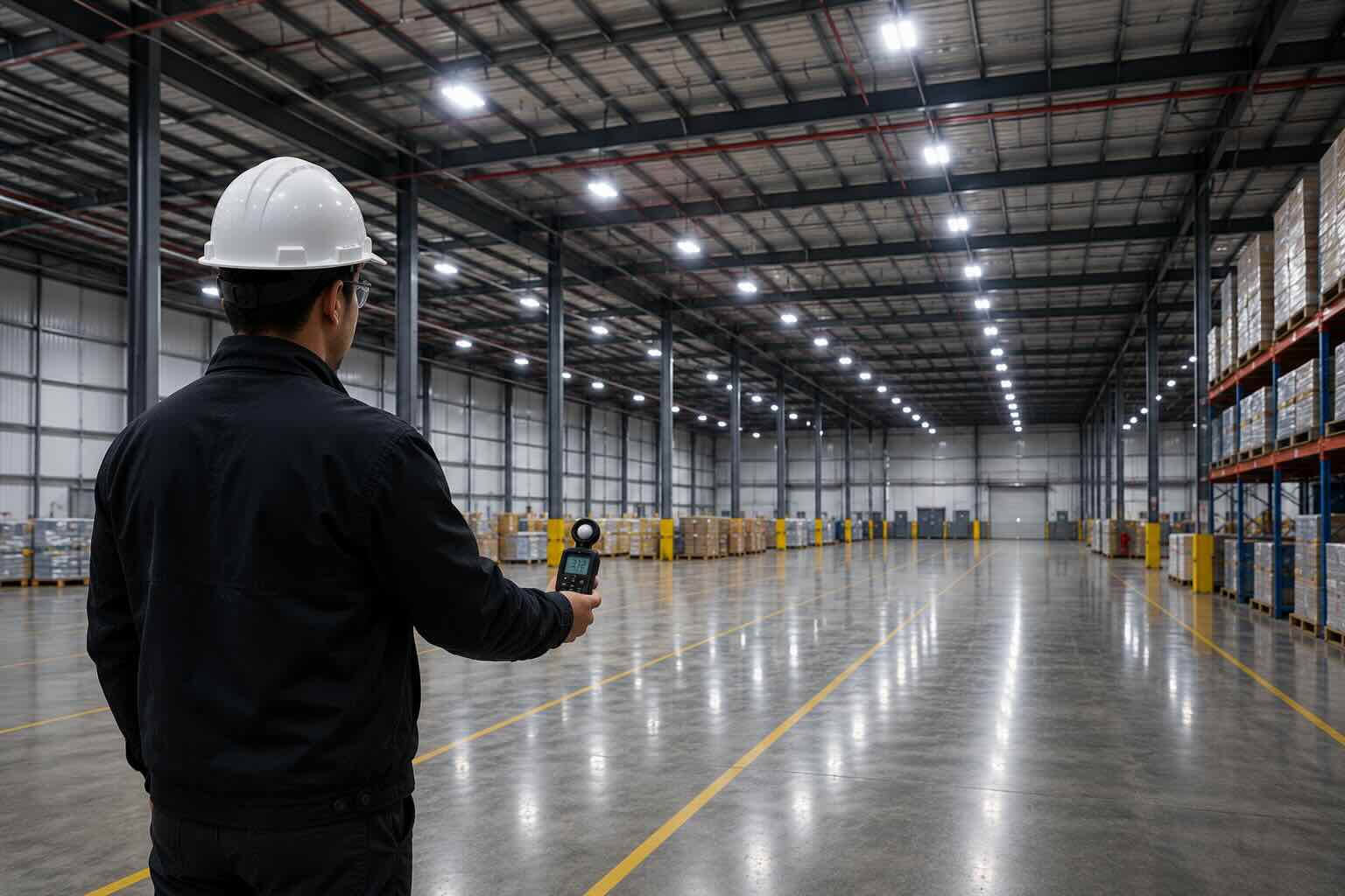 Estudio de iluminación industrial en planta