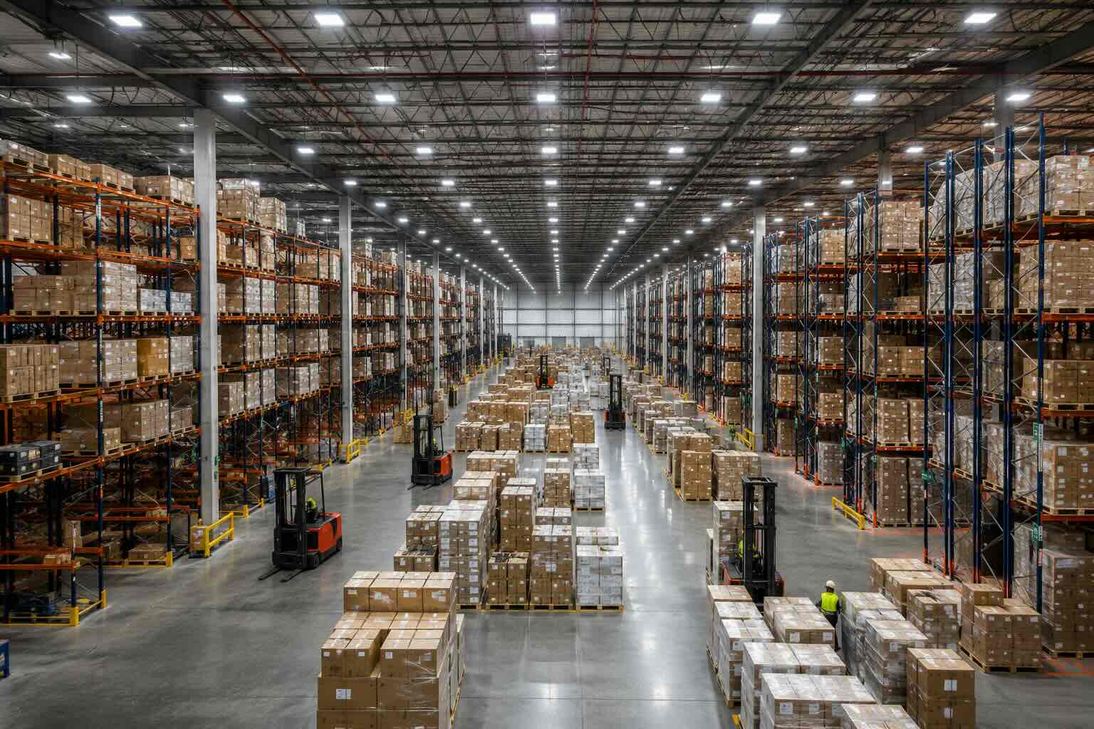 Iluminación LED en almacén industrial